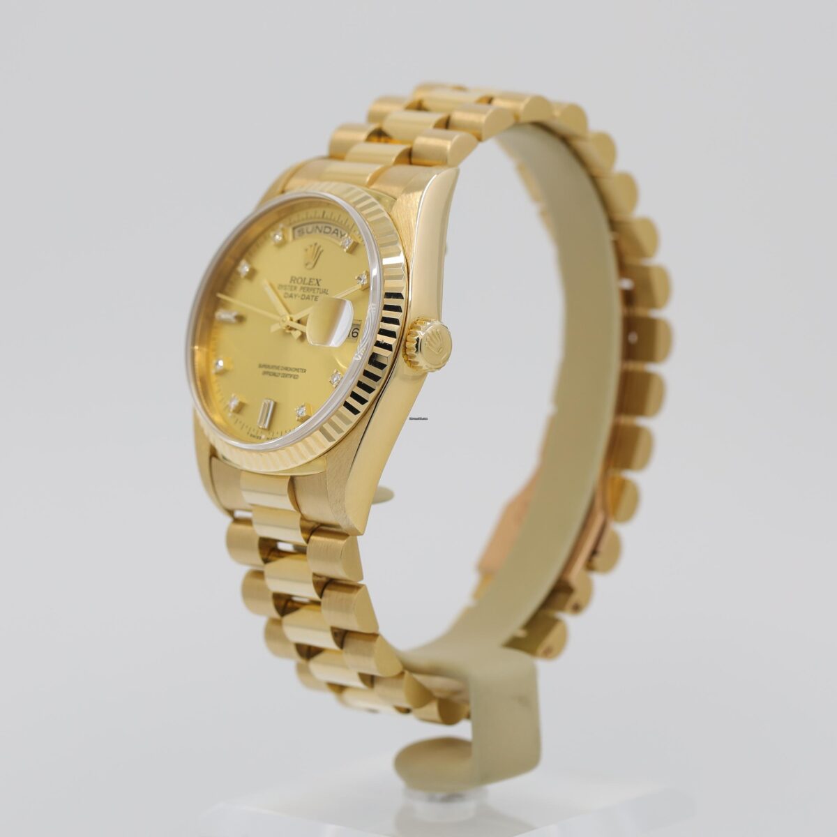Rolex Day-Date Yellow Gold Champagne Diamond Dial Double Quickset Replica