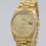 Rolex Day-Date Yellow Gold Champagne Diamond Dial Double Quickset Replica