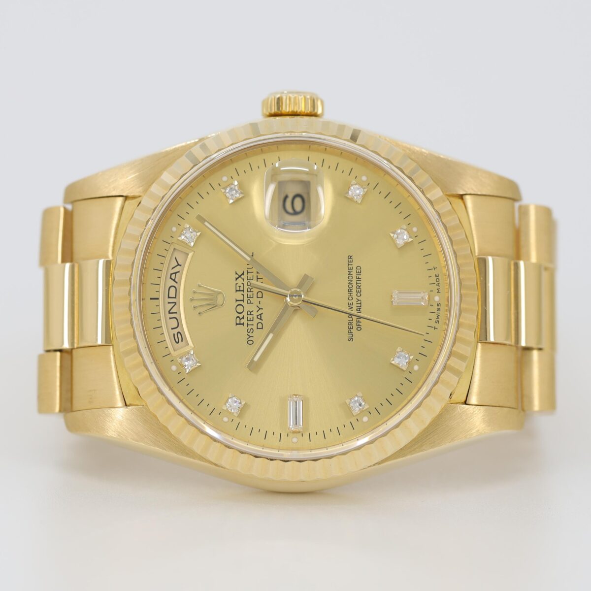 Rolex Day-Date Yellow Gold Champagne Diamond Dial Double Quickset Replica