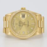 Rolex Day-Date Yellow Gold Champagne Diamond Dial Double Quickset Replica