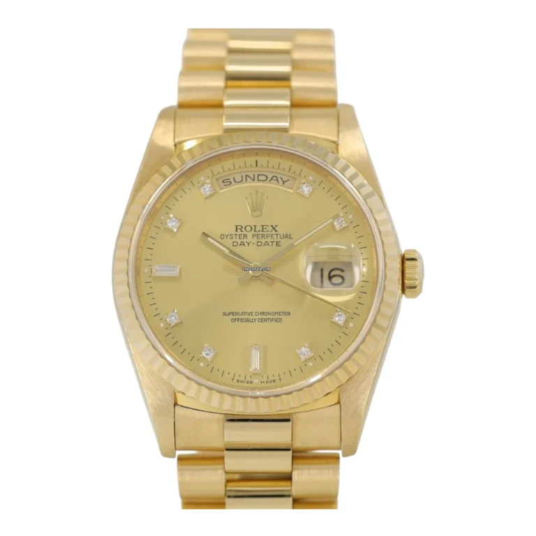 Rolex Day-Date Yellow Gold Champagne Diamond Dial Double Quickset Replica