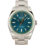 Rolex Milgauss Ref 116400GV Blue Dial Green Crystal Replica