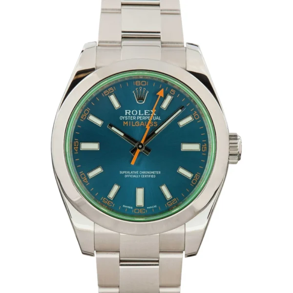 Rolex Milgauss Ref 116400GV Blue Dial Green Crystal Replica