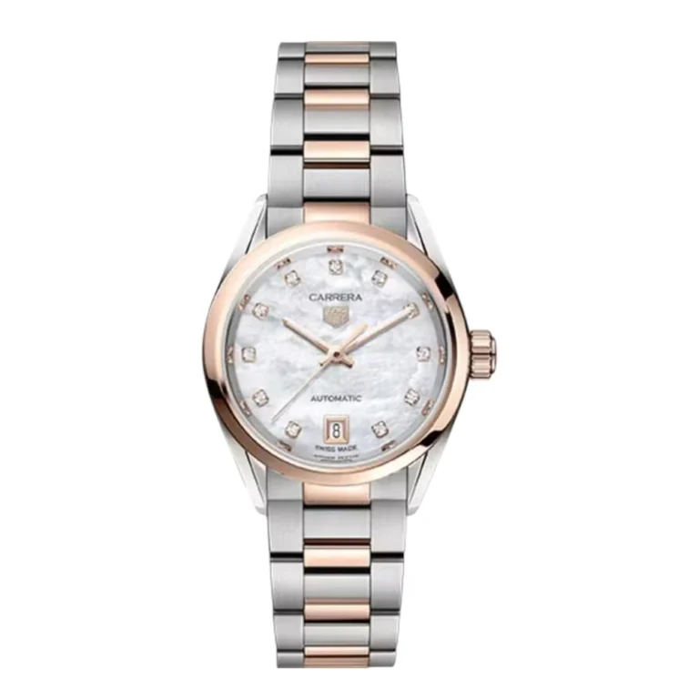 Tag Heuer Carrera 29mm Stainless Steel & Rose Gold Watch MOP Diamond Dial Replica