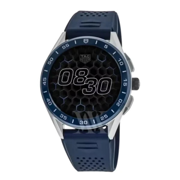 Tag Heuer Connected  45mm Stainless Steel With Blue Rubber Watch Black Dial Replica