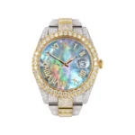 Womens Diamond Iced Out Rolex Datejust 25 Carats Of Diamonds Abalone Mother Of Pearl Dial Replica