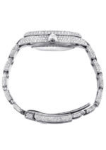Womens Diamond Iced Out Rolex Datejust 25 Carats Of Diamonds Aquamarine Mother of Pearl Dial Two Row Oyster Band Replica