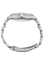 Womens Diamond Iced Out Rolex Datejust 25 Carats Of Diamonds Blue Text Pattern Dial Two Row Oyster Band Replica
