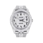 Womens Diamond Iced Out Rolex Datejust 25 Carats Of Diamonds Custom Arabic Numeral Diamond Dial Two Row Jubilee Band Replica