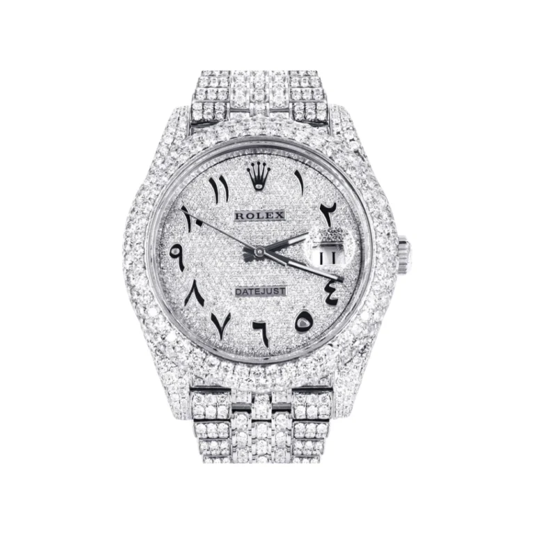 Womens Diamond Iced Out Rolex Datejust 25 Carats Of Diamonds Custom Arabic Numeral Diamond Dial Two Row Jubilee Band Replica