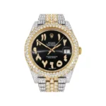Womens Diamond Iced Out Rolex Datejust 25 Carats Of Diamonds Custom Black Arabic Numeral Diamond Replica