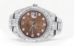 Womens Diamond Iced Out Rolex Datejust 25 Carats Of Diamonds Custom Chocolate Jubilee Diamond Dial Two Row Oyster Band Replica