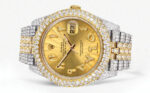 Womens Diamond Iced Out Rolex Datejust 25 Carats Of Diamonds Custom Gold Arabic Numeral Diamond Dial Replica