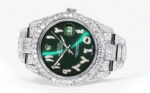 Womens Diamond Iced Out Rolex Datejust 25 Carats Of Diamonds Custom Green Arabic Numeral Diamond Dial Two Row Oyster Band Replica