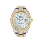 Womens Diamond Iced Out Rolex Datejust 25 Carats Of Diamonds Mother of Pearl Replica