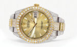 Womens Diamond Iced Out Rolex Datejust 41 25 Carats Of Diamonds Gold Diamond Dial Two Tone Two Row Oyster Band Replica